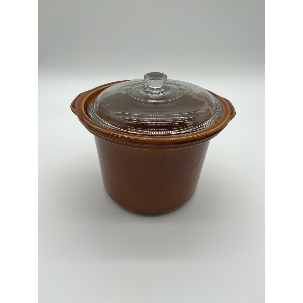 Unbranded Slow Cooker Replacement Crock Medium Brown Excellent Vintage Stoneware